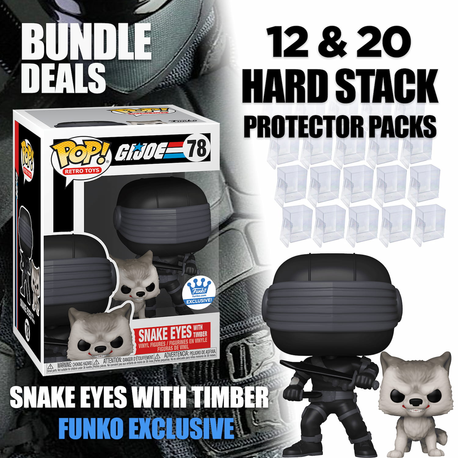 Snake Eyes with Timber + Funko Pop Hard Stack Protector Display Cases ...